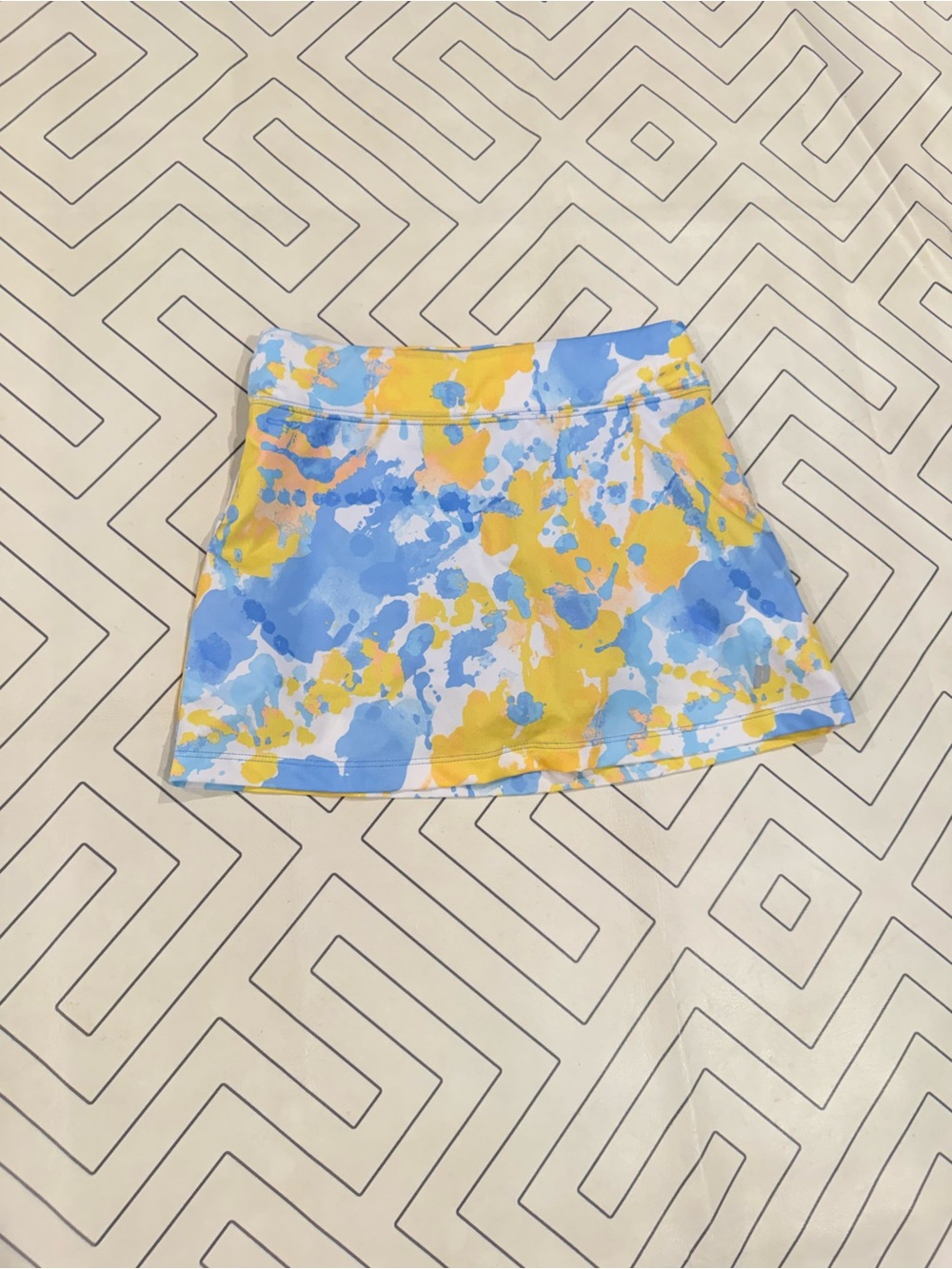 Prince Yellow & Blue Splatter Pattern Athletic Skort
